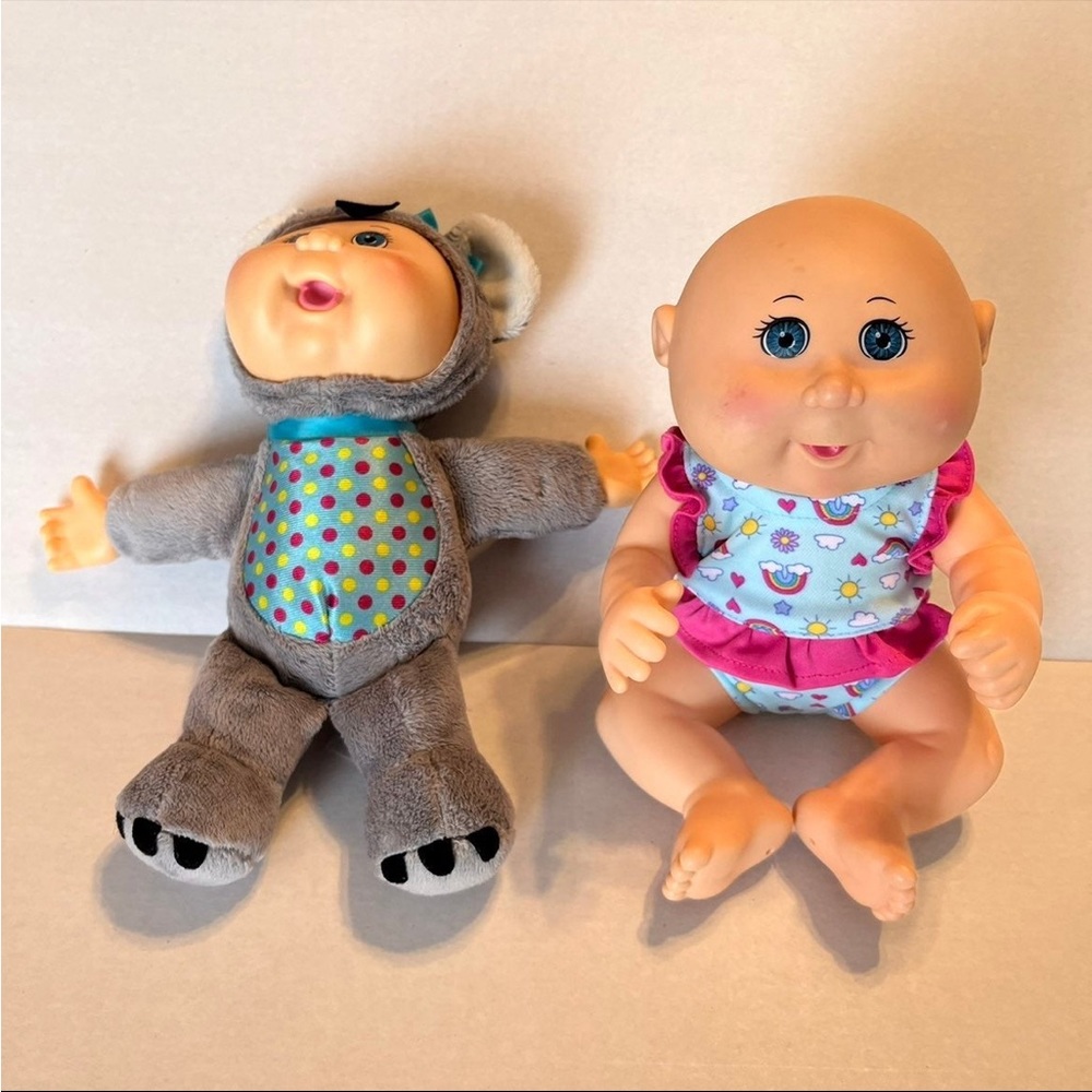 Cabbage Patch Kids Dolls Baby Doll Bundle of Two Koala Bear Grey Gray Pinkโ Blue